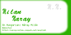 milan naray business card